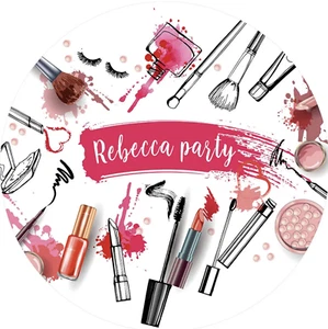 SPA NAIL POLISH BEAUTY MAKE UP PERFUME LIPSTICK PARTY ROUND BIRTHDAY BANNER - Picture 1 of 2