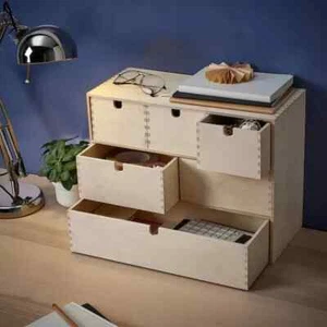 6 Mini Chest of Drawers Birch Wooden shelf Shelving units Display Jewellery box - Picture 1 of 5