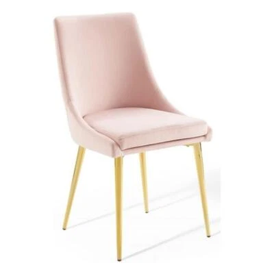 Modway Viscount 19" Modern Performance Velvet Dining Chair in Pink - Image 1 of 4