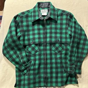 Vtg LL Bean Green Wool Maine Guide Mens Medium US MADE Cruiser Double Mackinaw - Picture 1 of 13