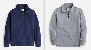 NWT J.Crew Crewcuts $55 Kids' Half-zip Cotton Pullover Sweater, Navy/Gray, XS/M - Picture 1 of 4