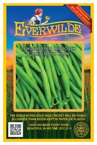 100 Tendergreen Improved Green Bush Bean Seeds - Everwilde Farms Mylar Packet - Picture 1 of 3