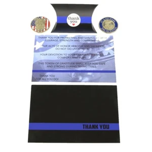 THIN BLUE LINE Challenge Coin (Police Officer Support) Geschenkset & Dankeskarte - Bild 1 von 4