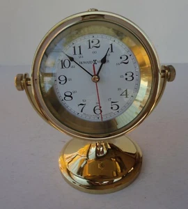 Vtg Fidelity Howard Miller Solid Brass Schooner Nautical 645-621 Desk Clock - Picture 1 of 10