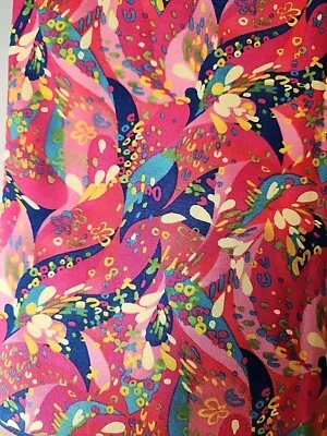 Dreams Circa 2008 RJR Fabrics Cotton Multicolor Pink Flower Power 44"x3.25 Yards - Image 1 of 4