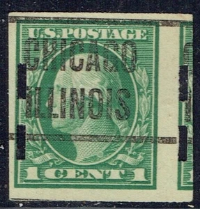 1916 1c WASHINGTON w/ SCHERMACK III perfs (481-LT-4) Precancel CHICAGO IL MISCUT - Picture 1 of 1