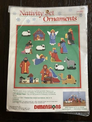 Dimensions Christmas Nativity Set 15 Ornaments Plastic Canvas Needlepoint NOS - Image 1 of 4