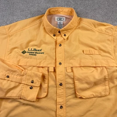 Camisa de Colección LL Bean Para Hombres Grande Naranja Pesca con Mosca Exterior Discovery School Foto 1 de 4