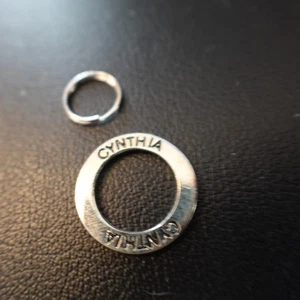 Cynthia Personalized Charm Silver Tone Circle Ring Engraved Name Gift - Picture 1 of 5
