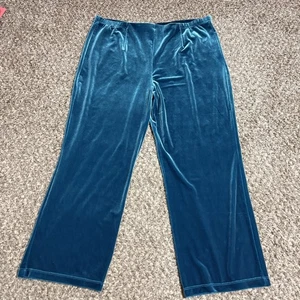 Pantalones de terciopelo elásticos Chicos Travelers 3P EE. UU. 16/18 azul esmeralda NUEVO - Imagen 1 de 4
