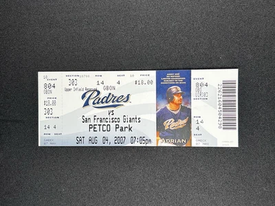 Boleto 8-4-2007 SF Giants @ SD Padres - Barry Bonds HR #755 - Lazos Hank Aaron Foto 1 de 2