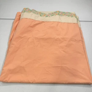 vintage wamsutta twin flat sheet orange floral edge supercale blend usa mcm - Picture 1 of 12