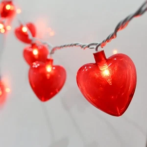 Red Heart String Lights, 8.5Ft Outdoor Valentine's Day Decorations  - Picture 1 of 9
