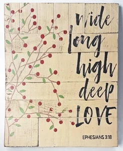 Reclaimed Wood Text Plaque -"LOVE" - Ephesians 3:18- EB34024L - Picture 1 of 1