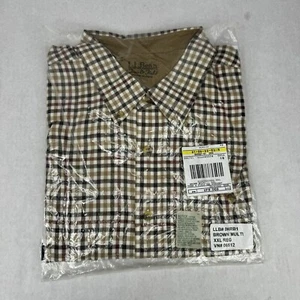 LL Bean Shirt Mens 2X XXL Button Up Dress Town Field Corduroy Trim Flip Cuff NOS - Picture 1 of 6