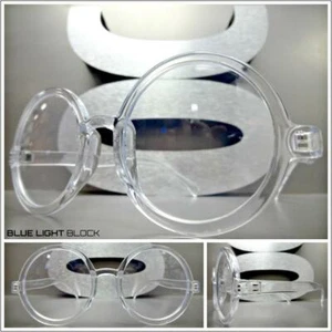 Classic Retro Computer EYE GLASSES Round Clear Frame Blue Light Blocking Lens - Picture 1 of 8
