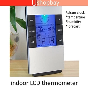 Indoor LCD Digital Hygrometer Thermometer Temperature Humidity Meter Clock Alarm - Picture 1 of 7