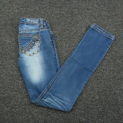 Pantalones de mezclilla informales de corte recto azul talla 1/25 Request para mujer Foto 1 de 4