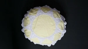 LINEN LACE CUSHION COVER IN WHITE AND YELLOW COLOR SIZE 18 inch handmade - Picture 1 of 1