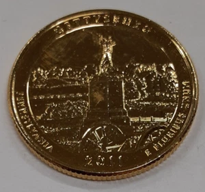 2011-D Gettysburg ATB/National Parks Quarter - chapado en oro - ver fotos - Imagen 1 de 2