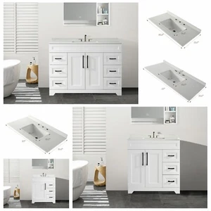 48" Bathroom Vanity With Sink 30"/36" Single Cabinet Engineered Stone Countertop - Picture 1 of 49
