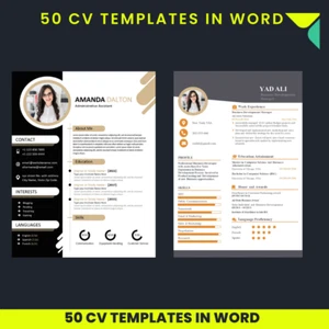 50 Professional  cv resume templates fully editable in MS Word