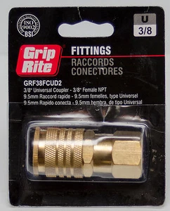 Acoplador universal GripRite 3/8"" - 3/8"" hembra NPT (GRF38FCUD2) - Imagen 1 de 2