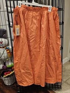 Future Collective Women's Size XL Linen Tie Waist Maxi Skirt Orange - Picture 1 of 4