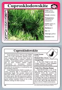 Cuprosklodowskite #6.6 - Crystals - Treasures Of The Earth Grolier Card - Picture 1 of 1