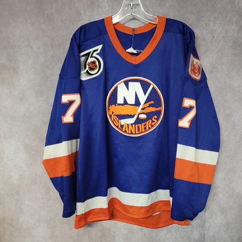 Vintage 90s CCM NHL New York Islanders 75th Patch Scott Lachance 7 Jersey Mens L Cover