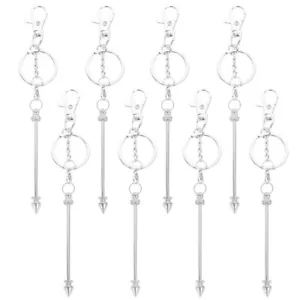 8 Pcs Beaded Key Chain DIY Beading Keychain Beadable Rings Man Miss - Picture 1 of 12