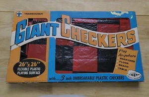 Vintage 1961 Transogram Giant Checkers Outdoor 26" Plastic Board 3" Pieces #3770 - Picture 1 of 24