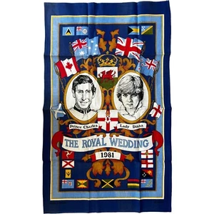 Vintage 1981 The Royal Wedding Charles Diana England Tea Dish Towel 18x30" - Picture 1 of 6