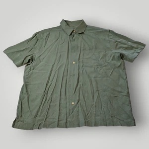 No Tuck Breakwater Men's M Green Striped Short Sleeve Button Up Shirt Cuban Camp - Picture 1 of 12