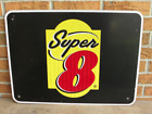 Retired Super 8 Motel ( on Black ), Highway Road Sign, Metal, 24" x 18"