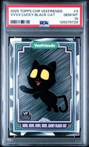 2025 Topps Chrome Veefriends Very Very Very V Lucky Black Cat #3 PSA 10 GEM MT!! - Picture 1 of 2