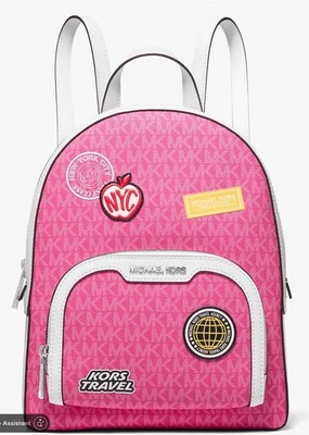 Mochila Michael Kors Jaycee média enfeitada com logotipo assinatura Dragonfruit ~ Nova com etiquetas - Imagem 1 de 4