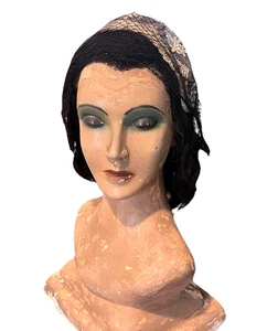 Vtg 1920s Lamoureux Mannequin Signed Head Sculpture Real Hair Halloween Decor - Picture 1 of 10
