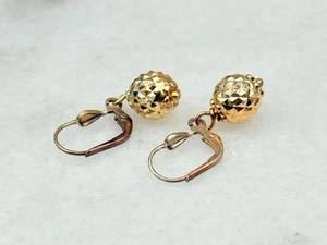 Milor Italy Gold Tone Sterling Silver Beaded Faceted Disco Ball Dangle Earrings - Picture 1 of 3