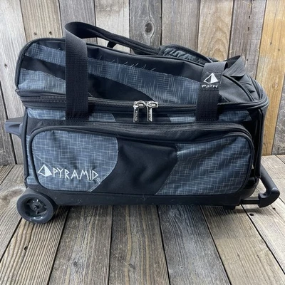 Pyramid Double Roller 2 Ball Bowling Bag Black Gray Top Shoe Compartment GUC - Изображение 1 из 4