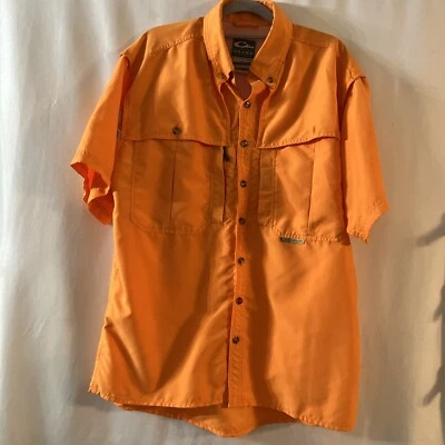 Drake Men’s Waterfowl Shirt Short Sleeve Button Up Small Orange - Image 1 of 4