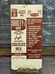 Vintage Dudley’s Dairy Passadumkeag ME unbenutzt 1 Quart Milchkarton 70er Kitsch - Bild 1 von 6
