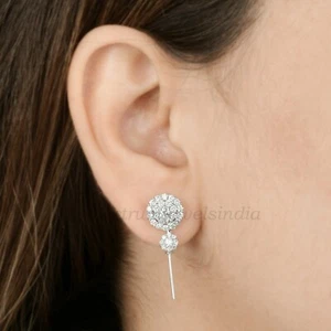 1.41 Ct Lab Grown CVD Diamond Stylish Stud Earrings Gift 14k White Gold Jewelry - Picture 1 of 5