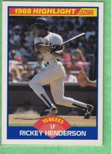 1989 Score #657 Rickey Henderson New York Yankees 1988 Highlight