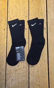 Nike Everyday Black Crew Cushioned Cotton Socks Small Junior Children Woman Kids - Picture 1 of 5