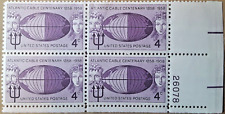 1958 Scott#1112 Atlantic Cable Centenary 4c Stamp Slate#26078 Blk of 4 Env#1 MNH