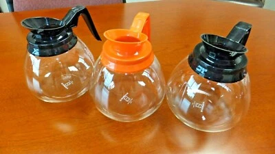 BUNN, SCHOTT, BLOOMFIELD, VARIES Coffee Pot/Decanter Blk/Org 64oz Commercial Lot of 3 Coffee Pots for BUNN Brewer