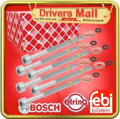 6x Dichtungsset + FEBI 28407 Dehnschrauben für CR Injektor MERCEDES BENZ V6 OM64 - Bild 1 von 4