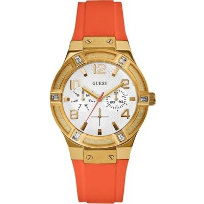 Reloj Mujer GUESS Tono Dorado Jet Setter Multifunción Naranja Silicona W0564L2 Foto 1 de 4