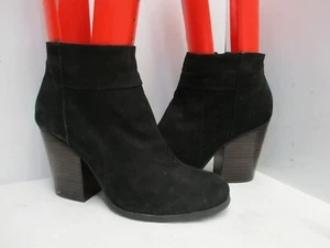 Kenneth Cole Reaction Might Be Black Nubuck Leather Zip High Heel Ankle Boots 9 - Picture 1 of 8